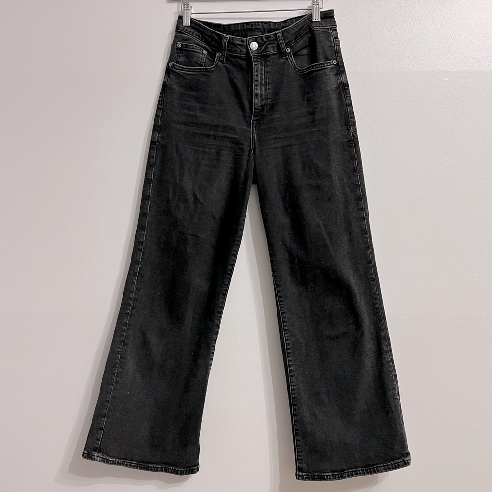 H&M Denim High Rise Wide leg stretch denim jeans Size 6 - Picture 2 of 5